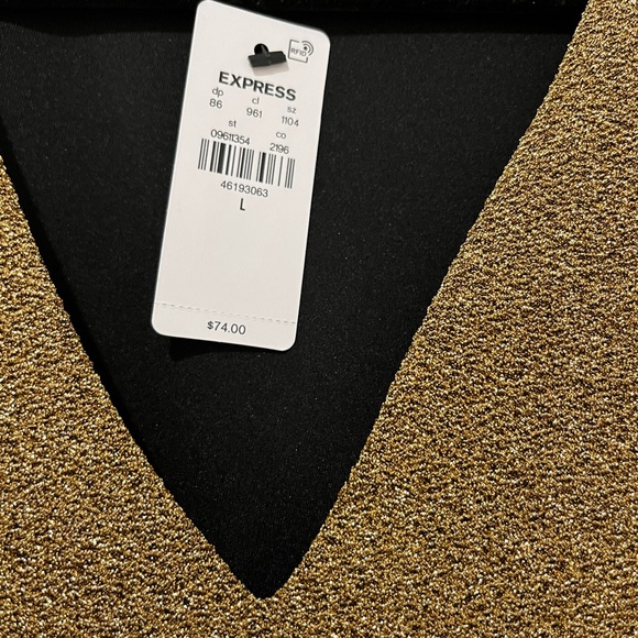 Express bodysuit. Gold, shiny material. Never worn. Tags still on. - Picture 2 of 4